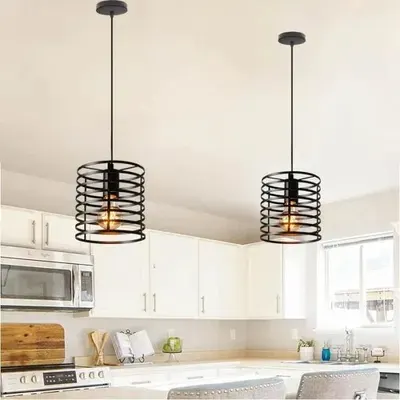 Suspension Duo Cage Noire - Cuisine Vintage
