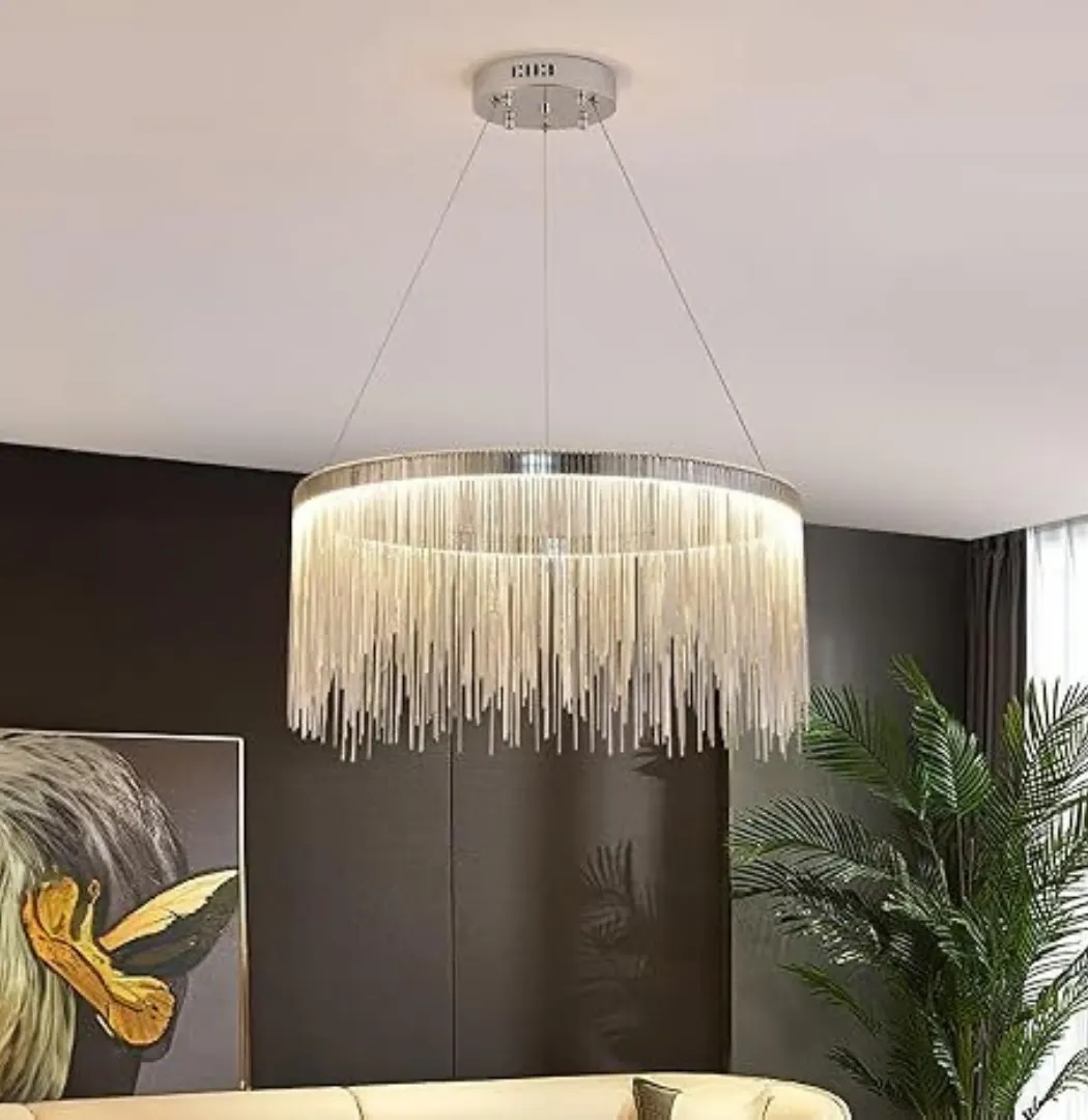 Suspension Franges Champagne - Lustre Lounge