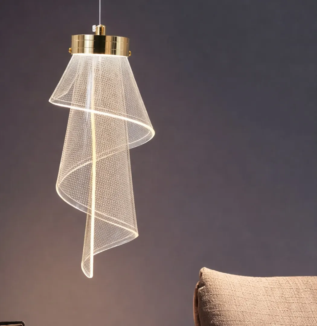 Suspension Voile Lumineux Doré - Forme Aérienne
