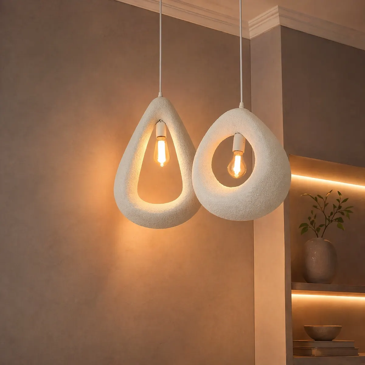 Suspension Duo Galets Lumineux - Nature Moderne