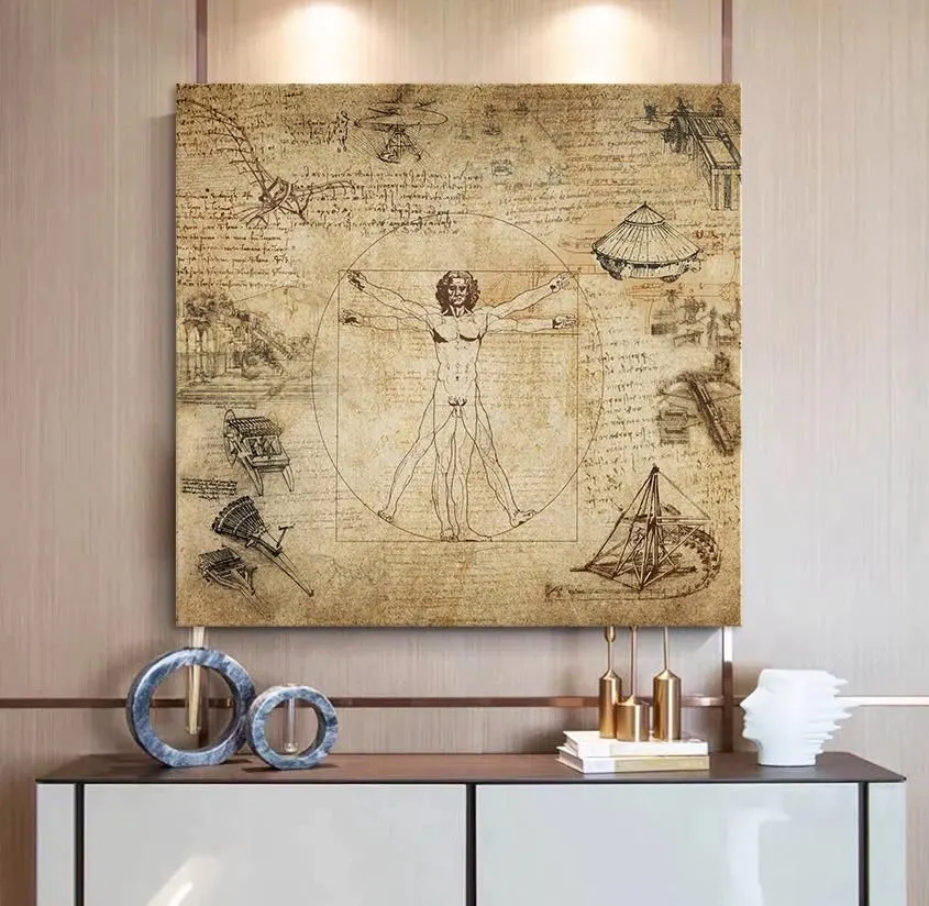 Tableau Esquisse Renaissance - Homme de Vitruve