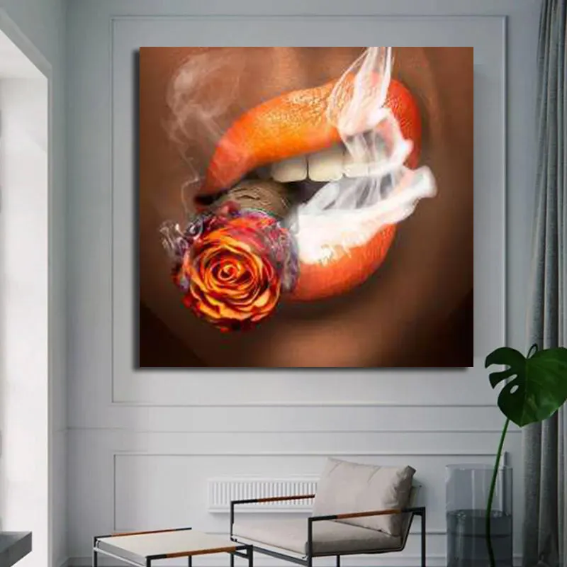 Tableau Rose Ardente - Lèvres Glamour